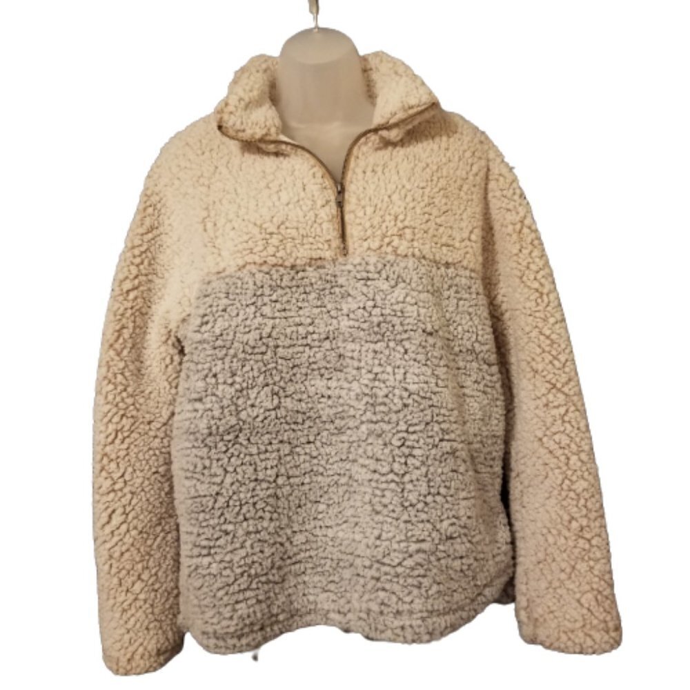 Thread & Supply Teddy Sherpa Fleece Quarter Zip Pullover Size S - Picture 3 of 11